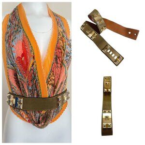 Badge Vintage Leather Studded Suede Leather made in Italy Belt M